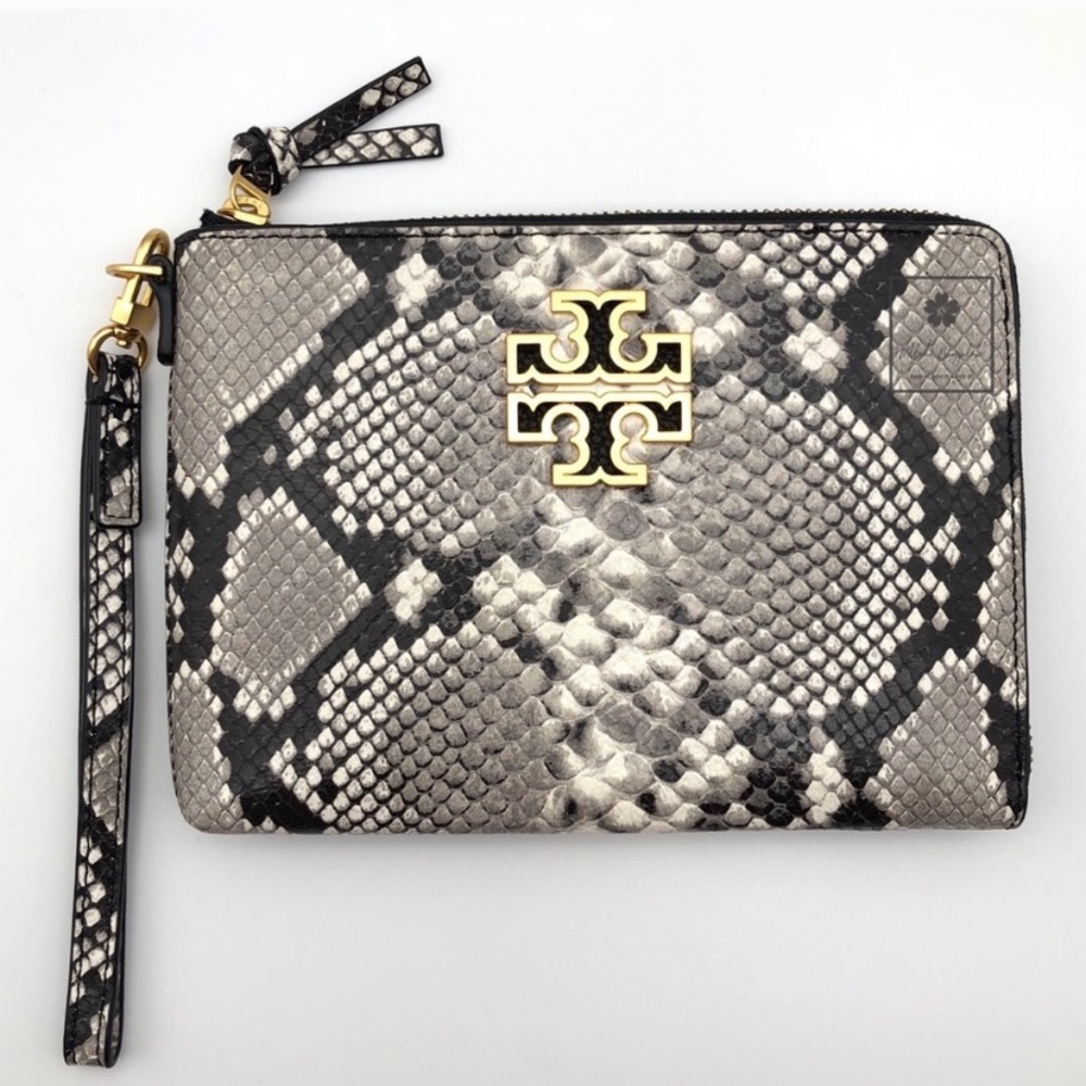 Tory Burch Britten python Lg Zip Pouch/Wristlet - Picture 8 of 8